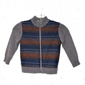 Cat & Jack Toddler Boys Full Zip Collar Grey Sweater 3T